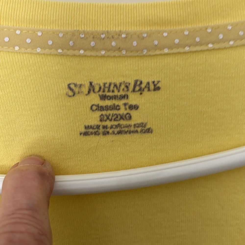 St John's Bay Woman Yellow 2X V-Neck Classic Tee Shirt - Picture 3 of 5